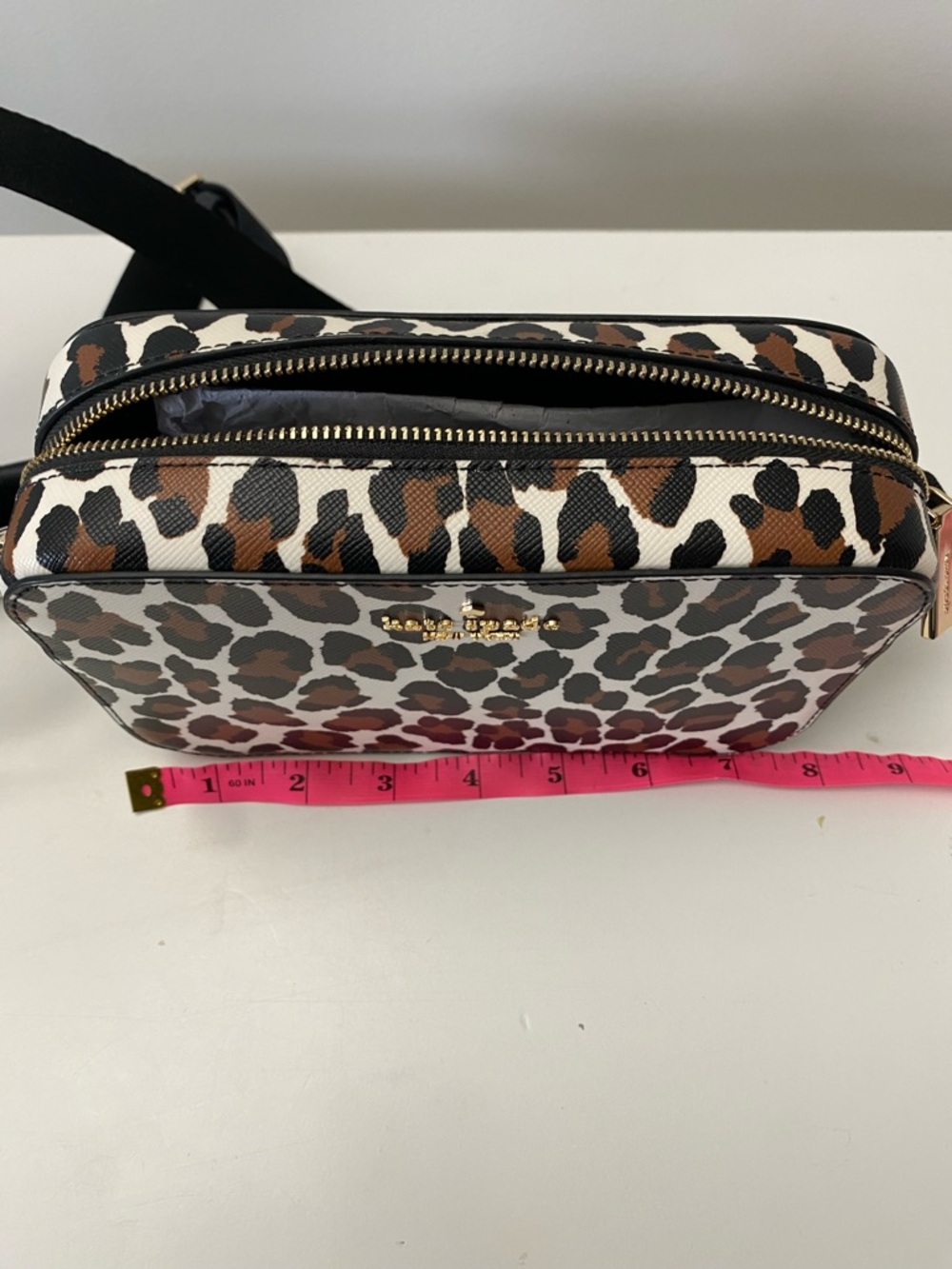kate spade Madison Leopard-Print Crossbody Camera Bag KI377 - Cream/Brown/Black - Picture 14 of 16